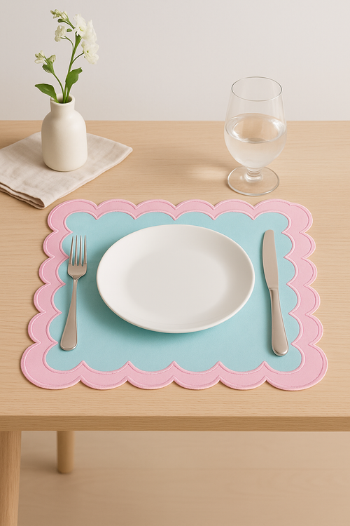 Set de table coton brodé style vintage ondulé - vue 2 sur 2