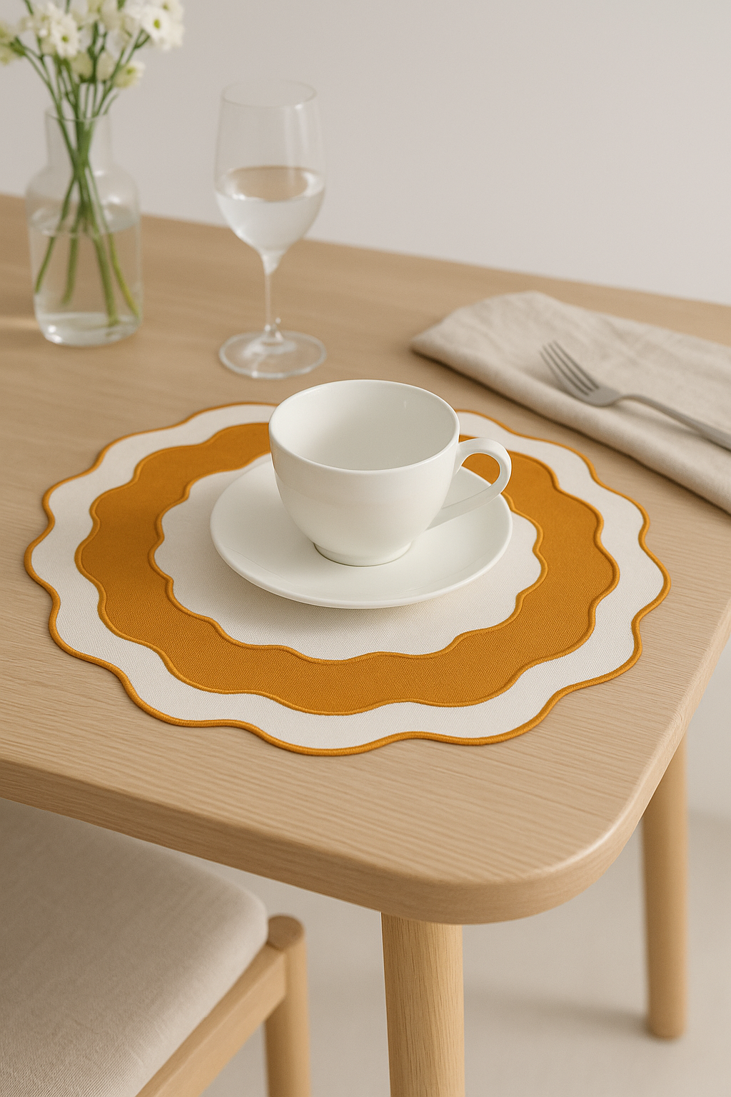 Set de table en lin brodé lavable classique - vue 3 sur 2