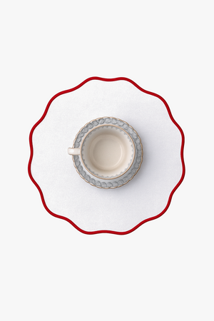 Embroidered linen placemat set classic style washable