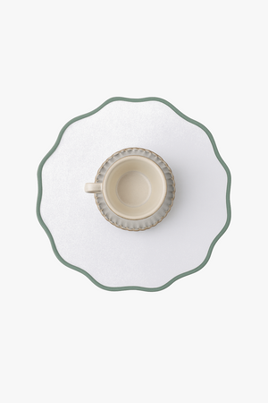 Embroidered linen placemat set, washable home style