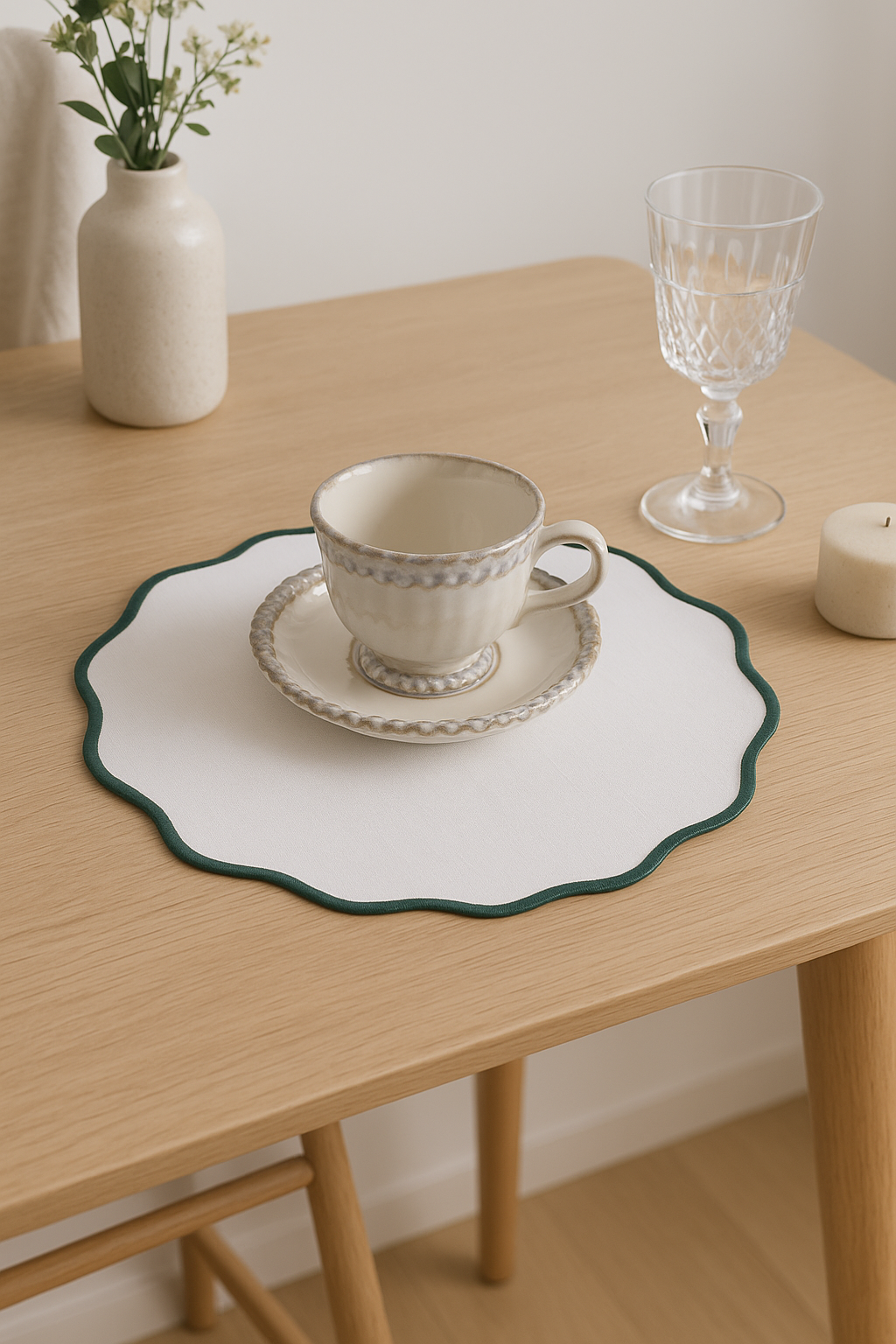 Set de table lin brodé style classique lot - vue 3 sur 2