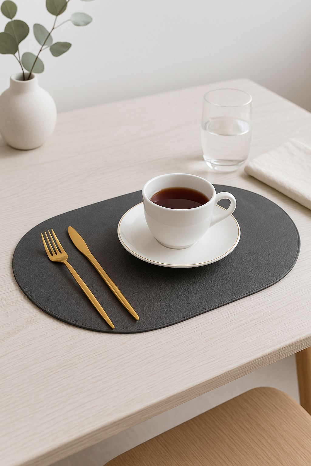 Set de table ovale imitation cuir antidérapant cuisine - vue 3 sur 2