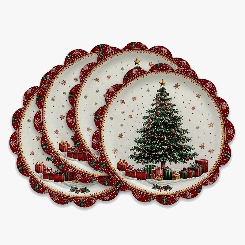 set de table sapin noel lot 4 polyester