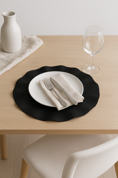 Set de table tressé ondulé lavable lot six