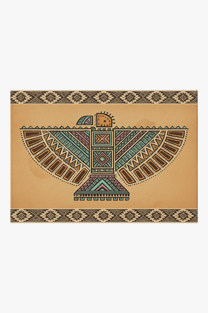 Tribal placemat set with hand-drawn folkloric birds