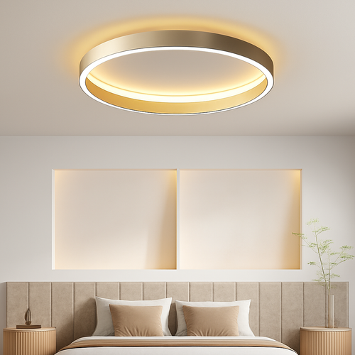 Simple round LED ceiling light for bedroom, modern home decor, Nordic minimal living room lamp - vue 2 sur 30