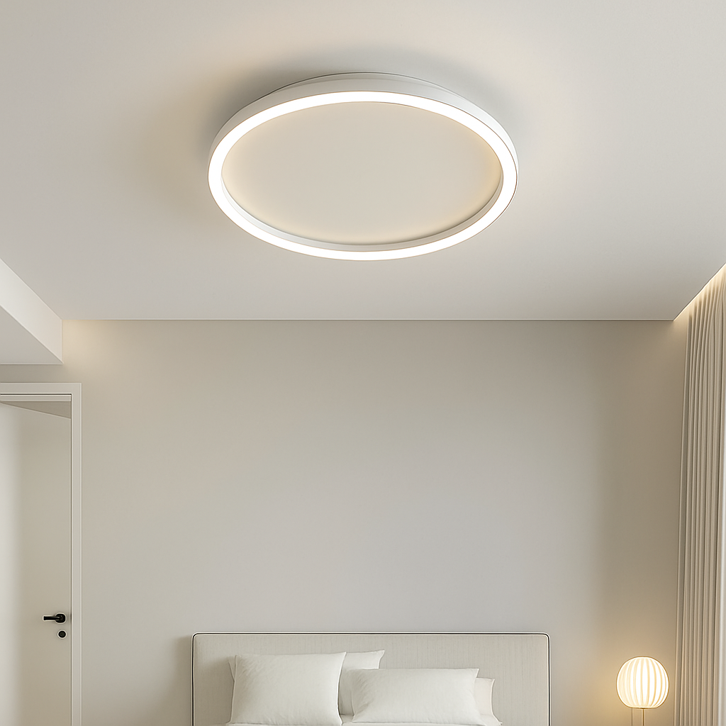 Simple round LED ceiling light for bedroom, modern home decor, Nordic minimal living room lamp - vue 4 sur 30
