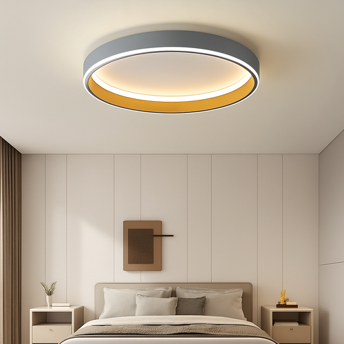 Simple round LED ceiling light for bedroom, modern home decor, Nordic minimal living room lamp - vue 6 sur 30