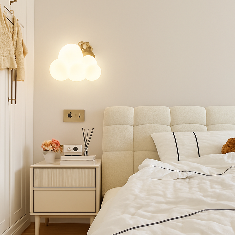 Singe Lumière Dessin Animé Animal Applique Nuage Blanc Applique Chambre D'enfant Veilleuse Chambre D'enfant Lampe De Chevet Protection Des Yeux