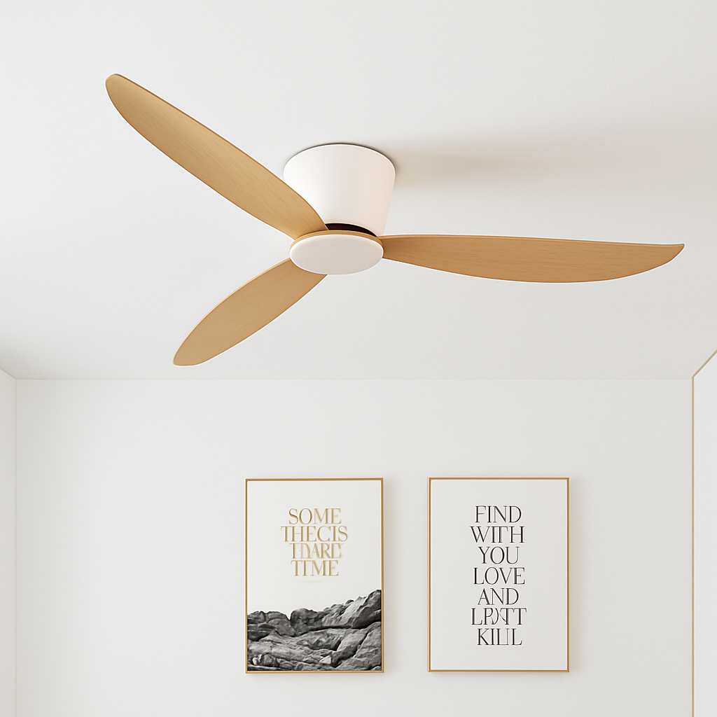 SOVE ultra slim white ceiling fan low profile 17 cm with remote control DC without light 220 V
