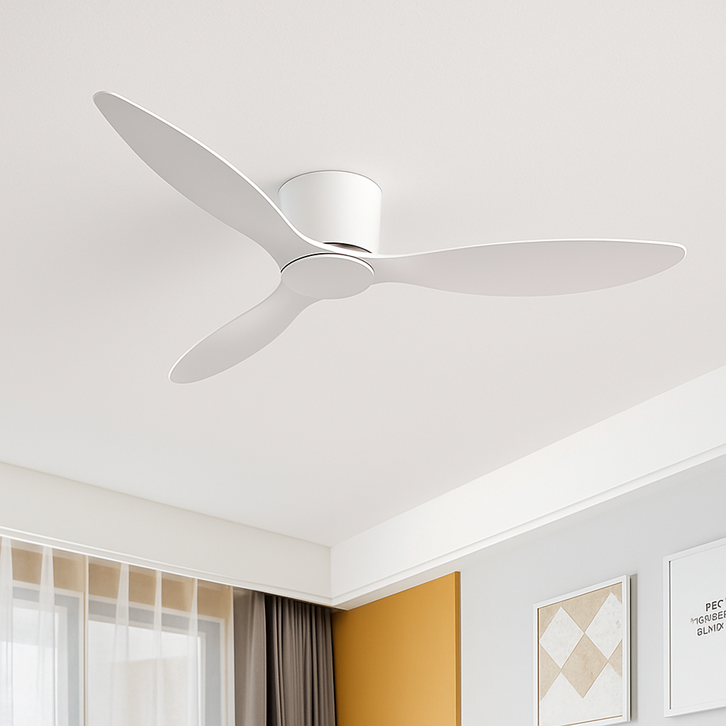 SOVE ultra slim white ceiling fan low profile 17 cm with remote control DC without light 220 V