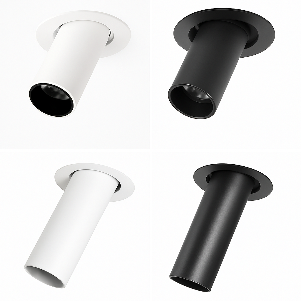 Spot de Plafond Tube Long noir/blanc encastré Led point lampe Angle rotatif 12w - vue 4 sur 7
