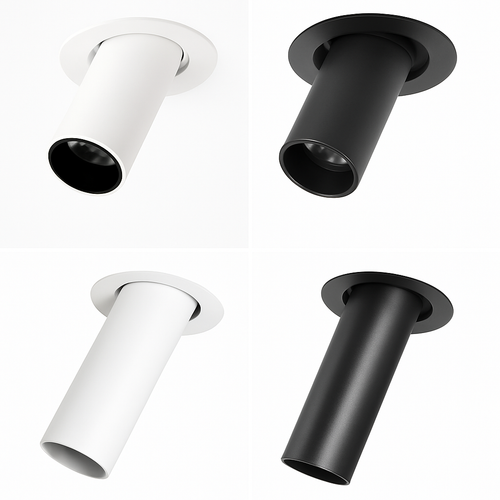 Spot de Plafond Tube Long noir/blanc encastré Led point lampe Angle rotatif 12w - vue 5 sur 7
