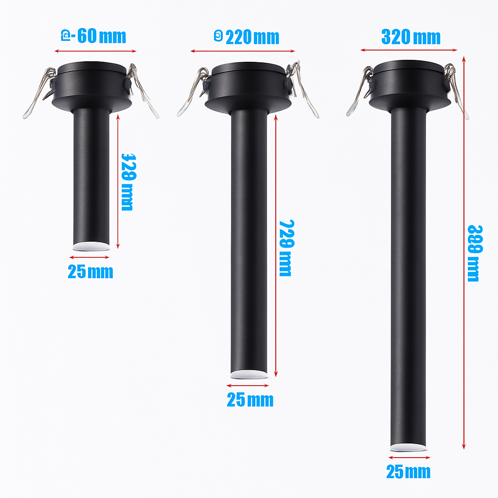 Spot de Plafond Tube Long noir/blanc encastré Led point lampe Angle rotatif 12w - vue 6 sur 7