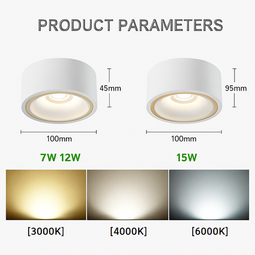 spot led rond en surface à intensité variable