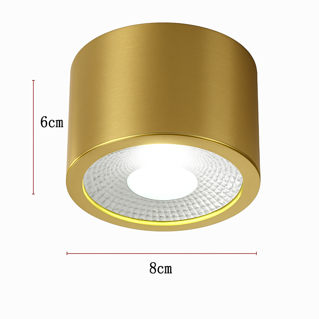 Spot moderne LED cylindrique en métal doré Tarm - vue 11 sur 11