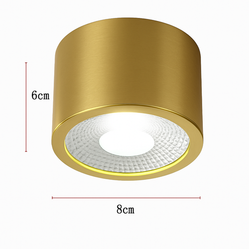 Spot moderne LED cylindrique en métal doré Tarm