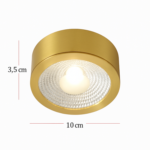 Spot moderne LED cylindrique en métal doré Tarm