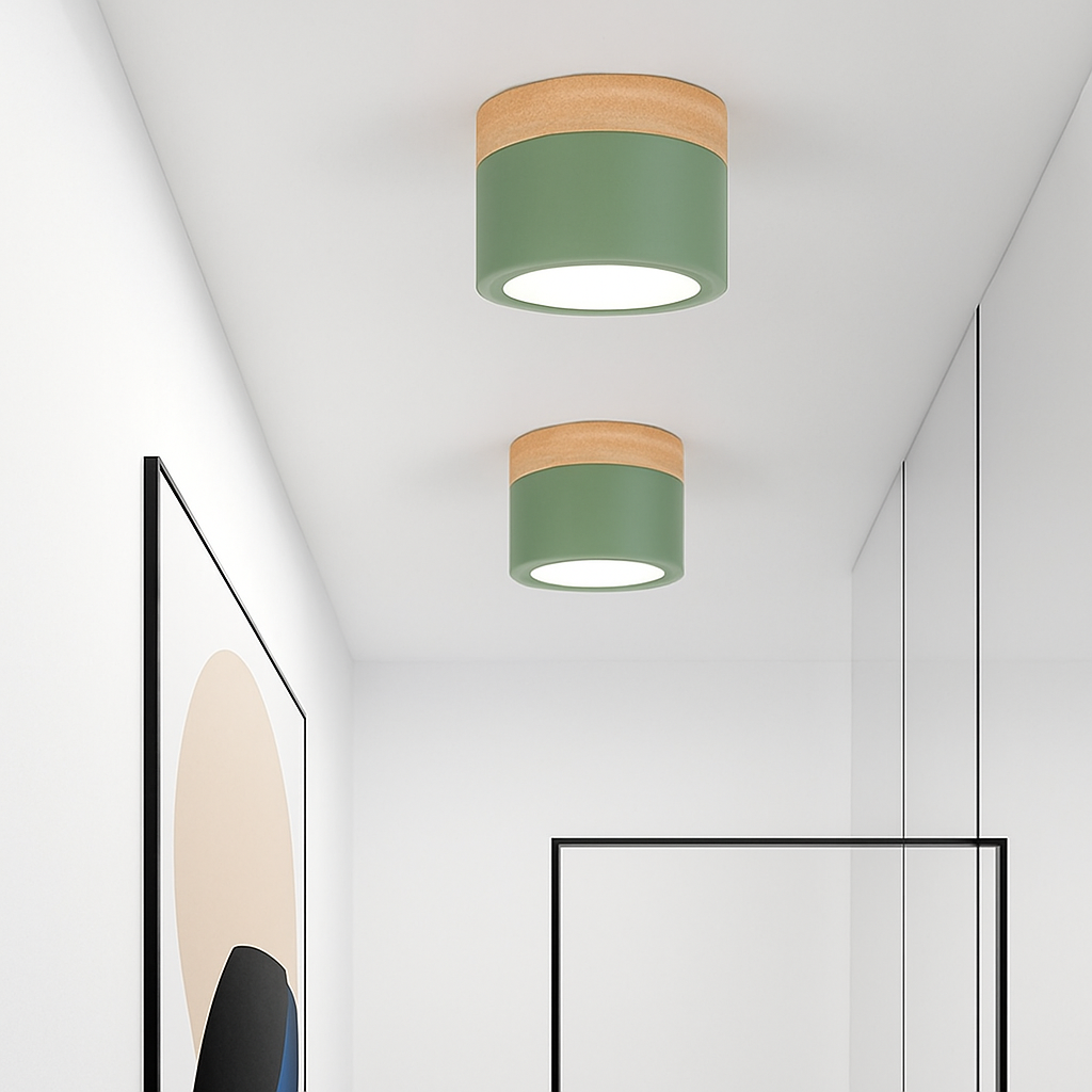 Spot moderne à LED en bois et métal coloré Allan - vue 4 sur 8