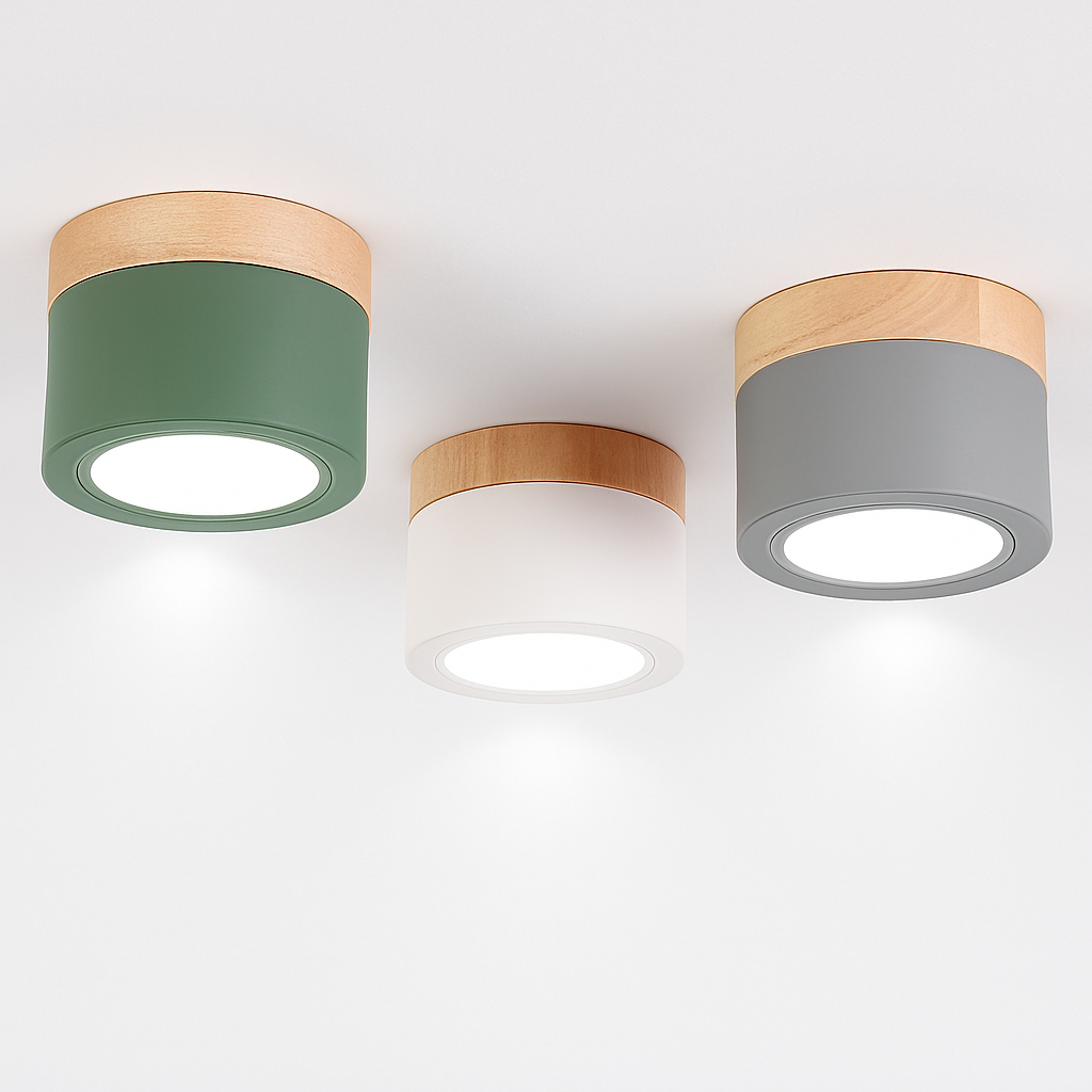Spot moderne à LED en bois et métal coloré Allan - vue 6 sur 8