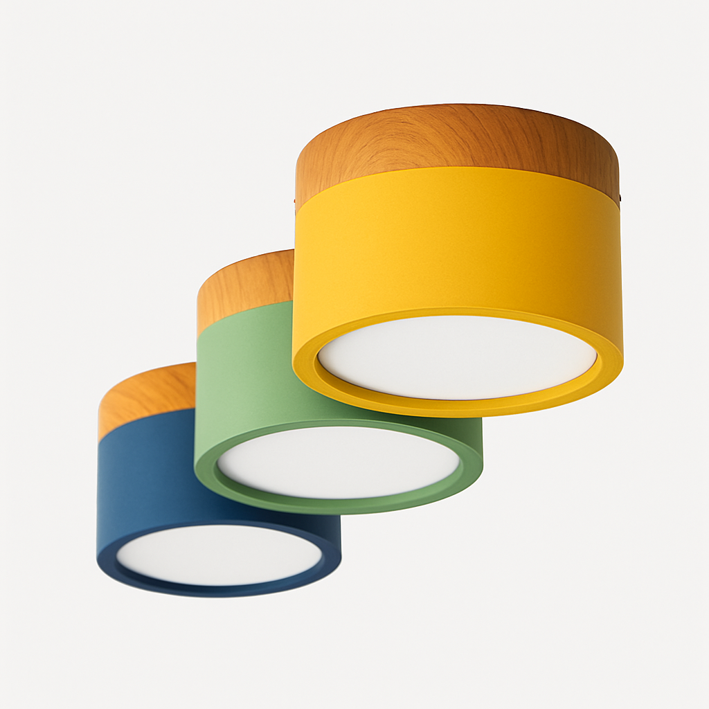 Spot moderne à LED en bois et métal coloré Allan - vue 7 sur 8