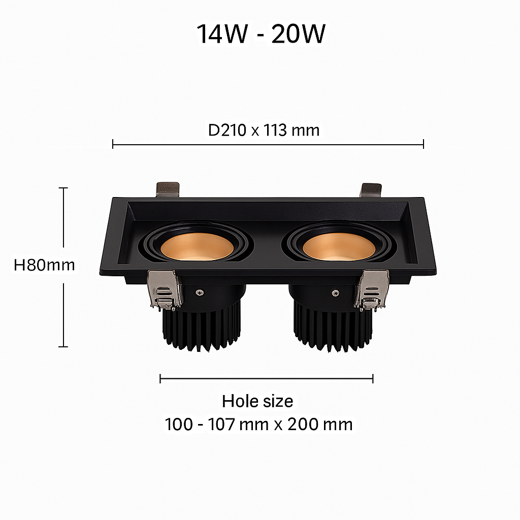 Spot moderne LED à focus réglable et forme encastrable carré Tiago - vue 9 sur 8