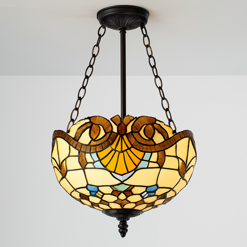 suspension antique style tiffany pour éclairage rétro et coloré
