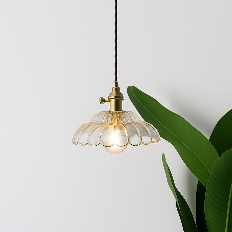 Suspension avec abat-jour en verre rétro Lodge