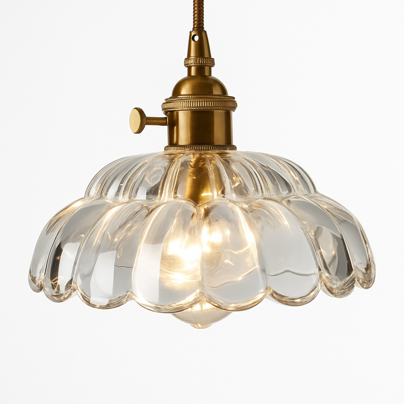 Suspension avec abat-jour en verre rétro Lodge