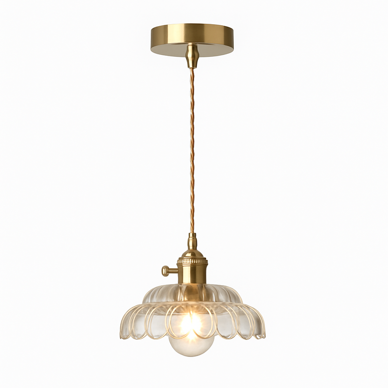 Suspension avec abat-jour en verre rétro Lodge