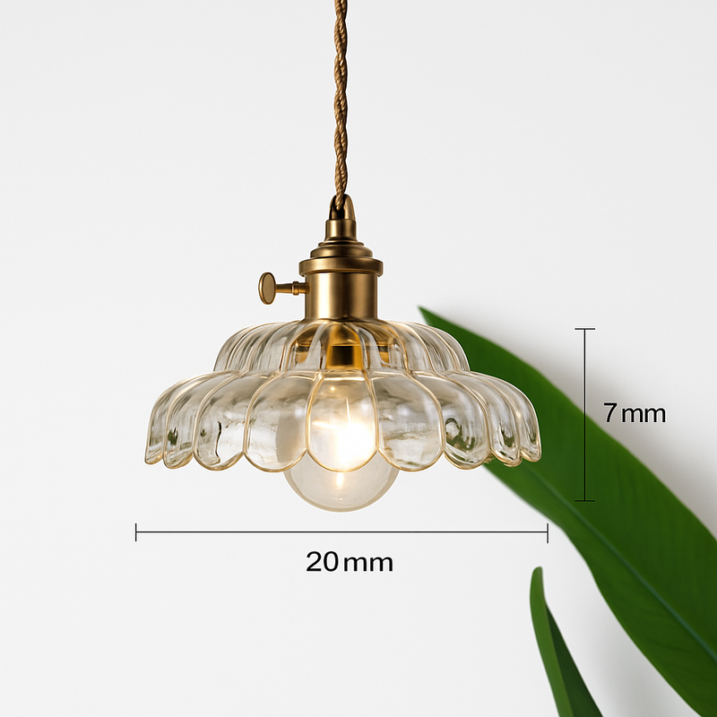 Suspension avec abat-jour en verre rétro Lodge