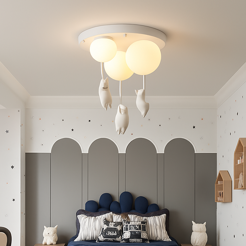 Suspension avec boule en verre et ours suspendu