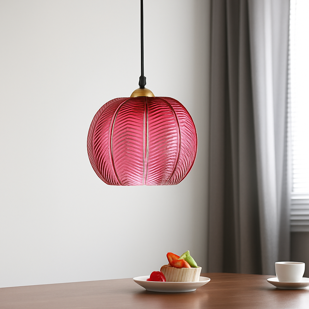 Suspension boule en verre motif feuilles - vue 7 sur 18