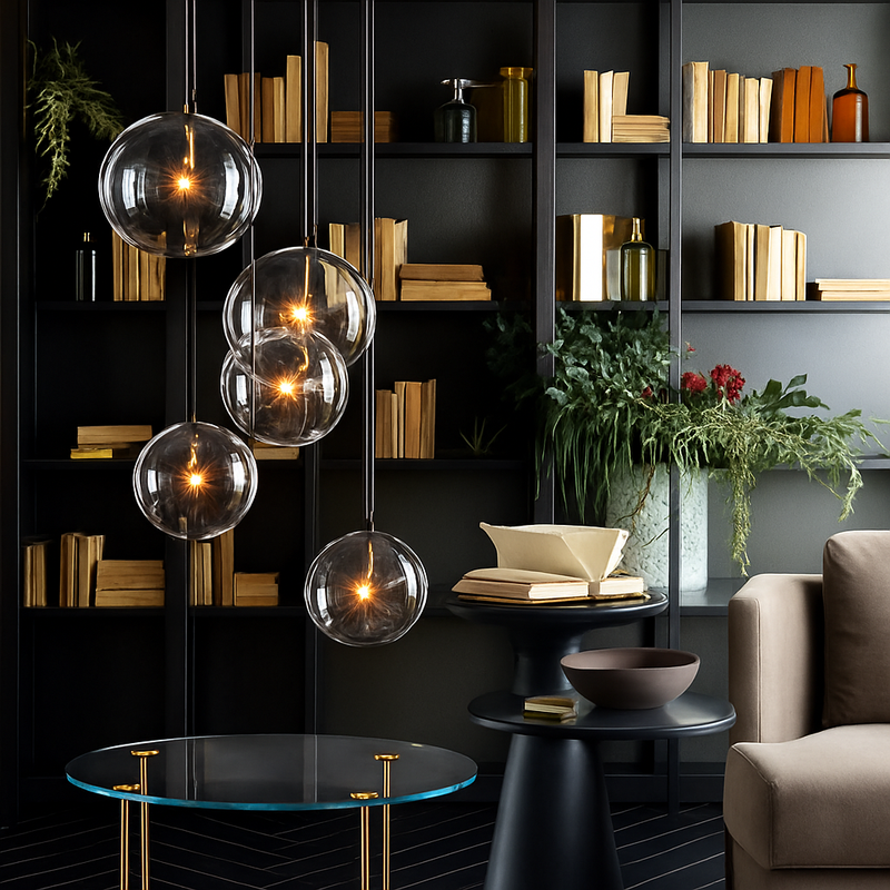 Suspension boule verre design nordique moderne décoratif loft LED