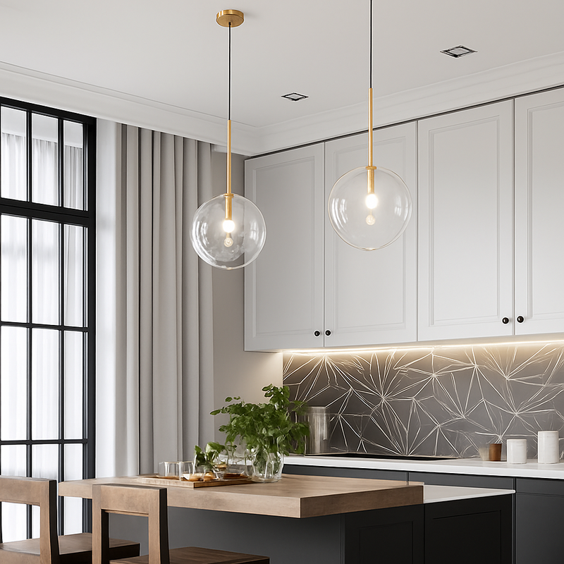 Suspension boule verre design nordique moderne décoratif loft LED