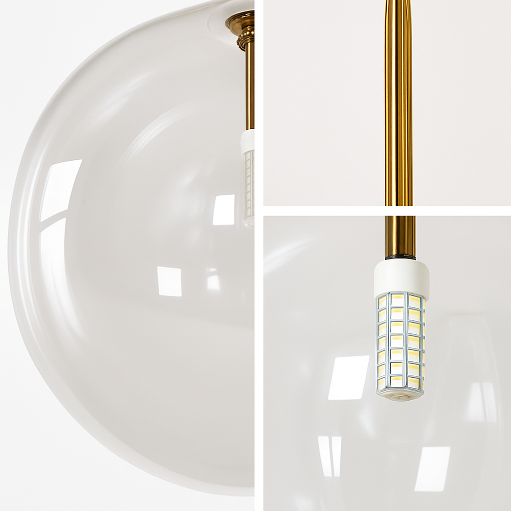 Suspension boule verre design nordique moderne décoratif loft LED - vue 7 sur 13