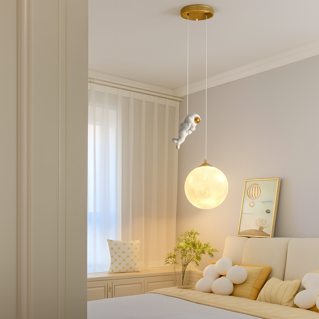suspension créative astronaute pour chambre d'enfants décorative à led - vue 4 sur 6