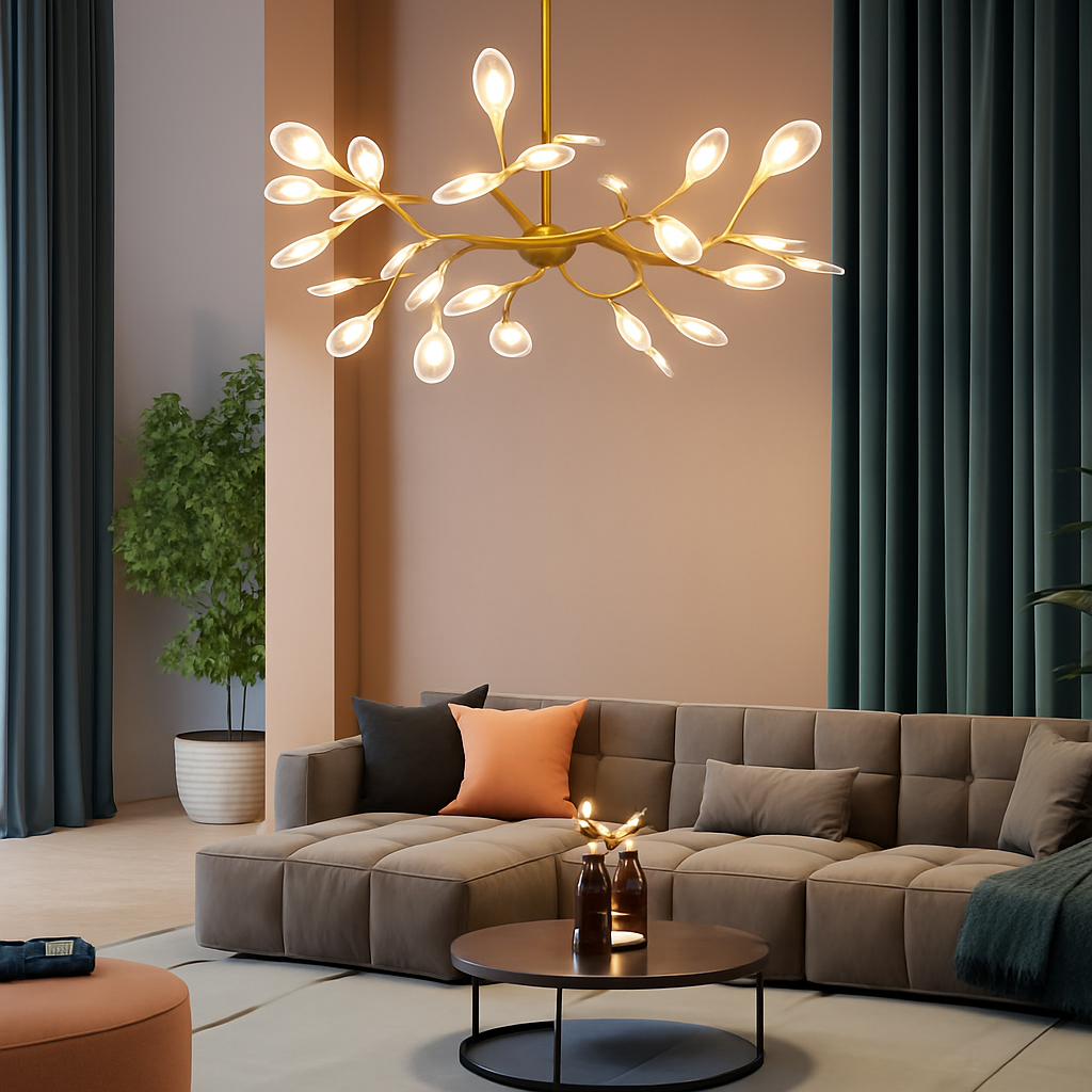 suspension créative en forme de branche luciole romantique pour déco