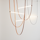 Italian designer leather bell pendant light with rope for staircase