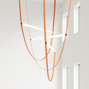Italian designer leather bell pendant light with rope for staircase