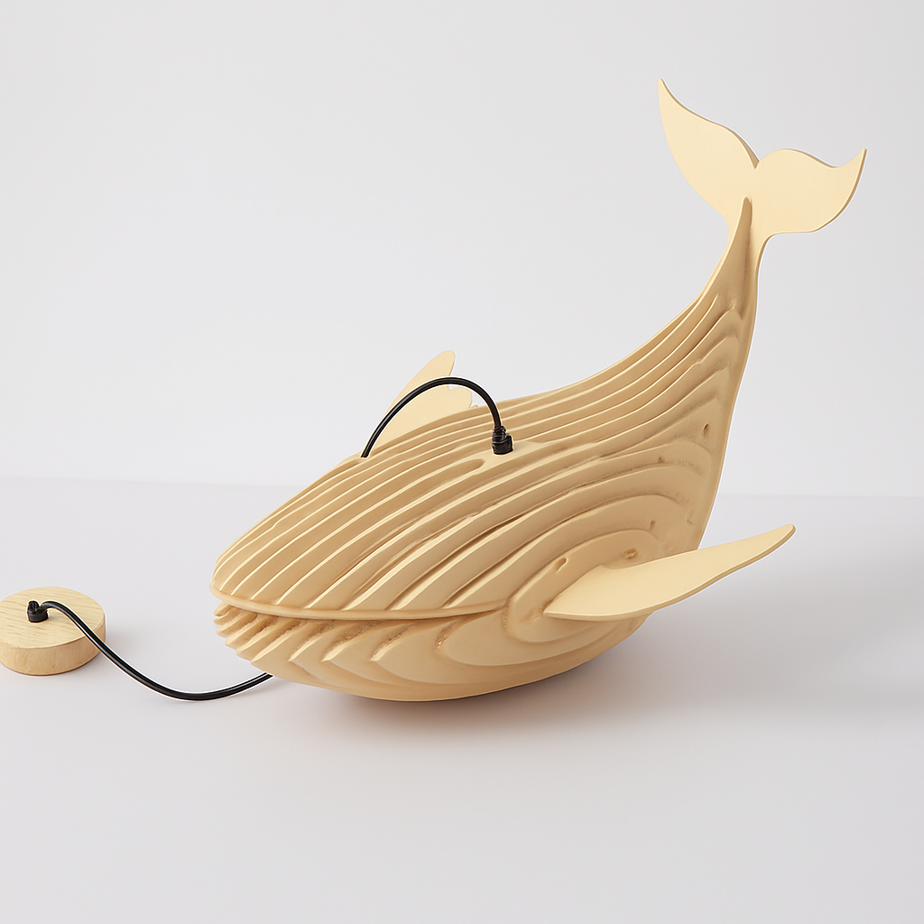 suspension d'art moderne en bois forme baleine pour restaurant - vue 4 sur 8