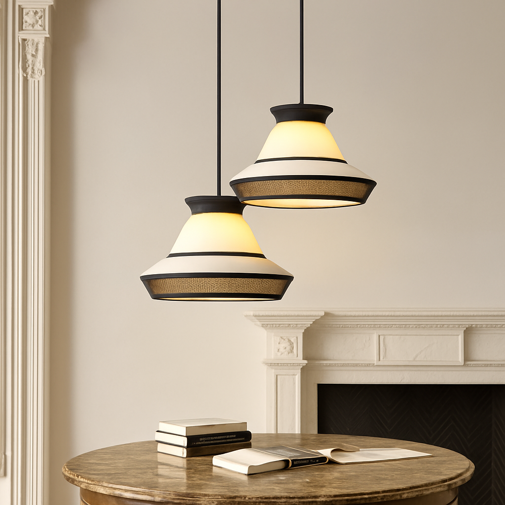 Minimalist wabi-sabi fabric decorative pendant light for modern interior lighting - vue 2 sur 11