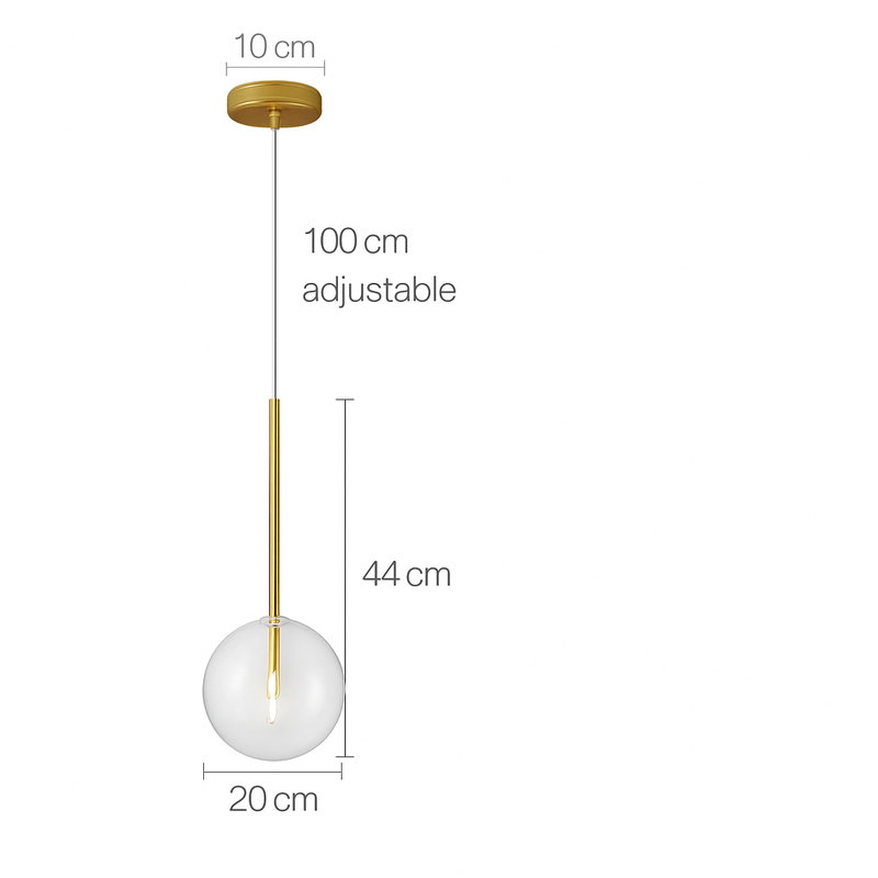 Suspension design avec boule en verre suspendue Dixie