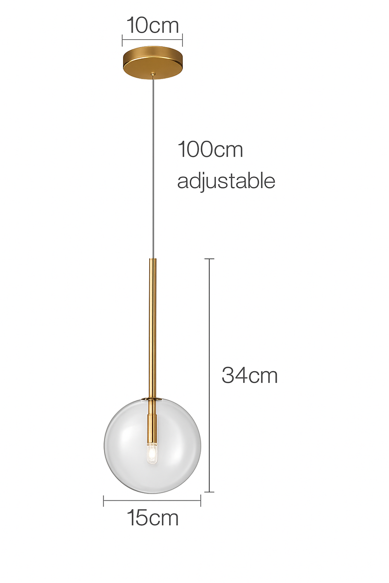 Suspension design avec boule en verre suspendue Dixie