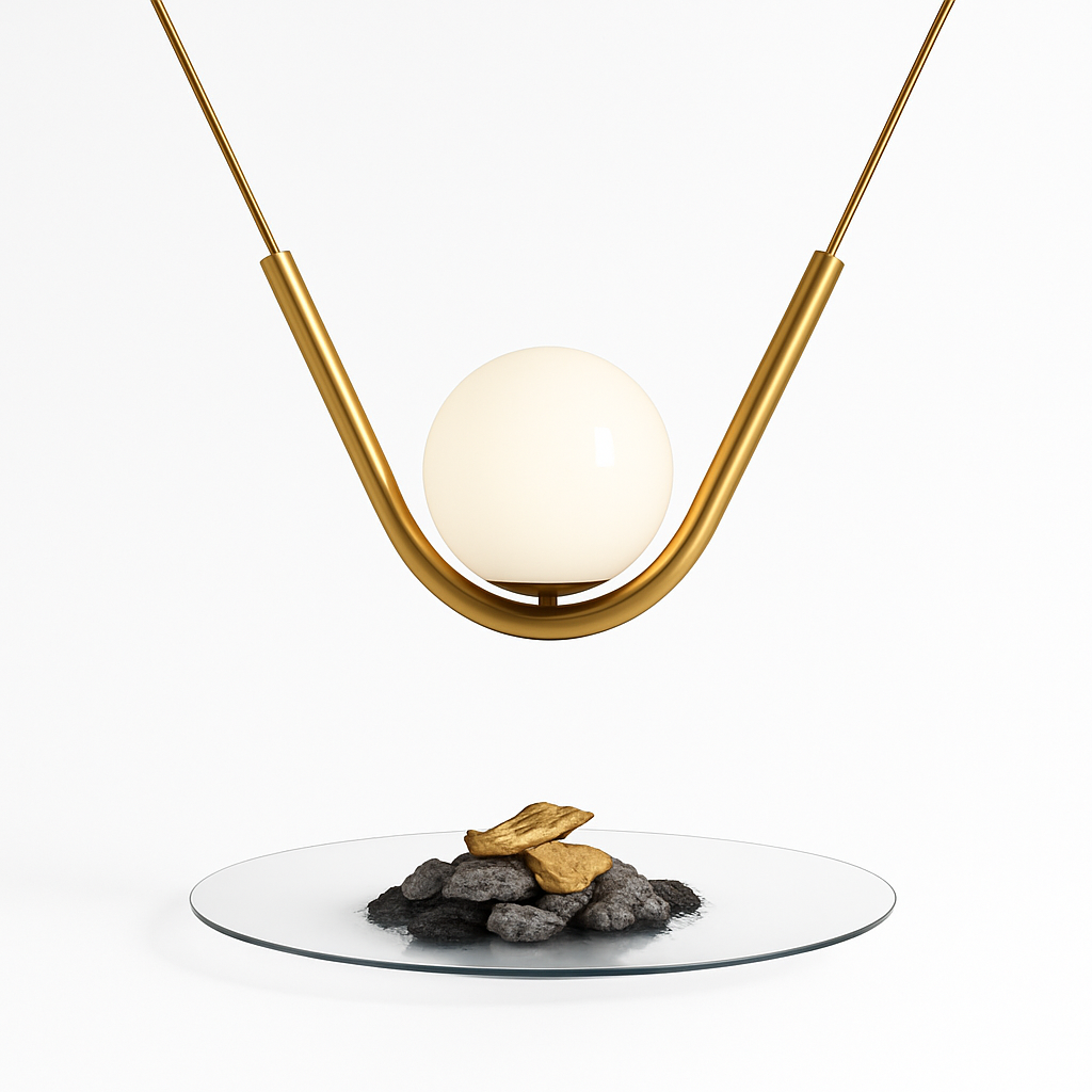 Suspension design boule de verre avec bras doré Arto