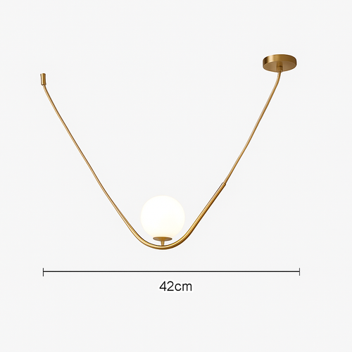 Suspension design boule de verre avec bras doré Arto