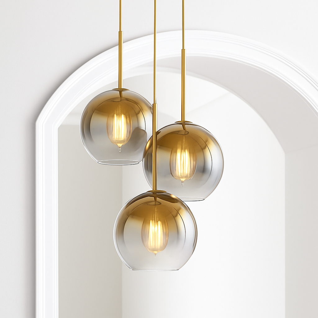 Suspension design boule en verre ambré Loft - vue 2 sur 8