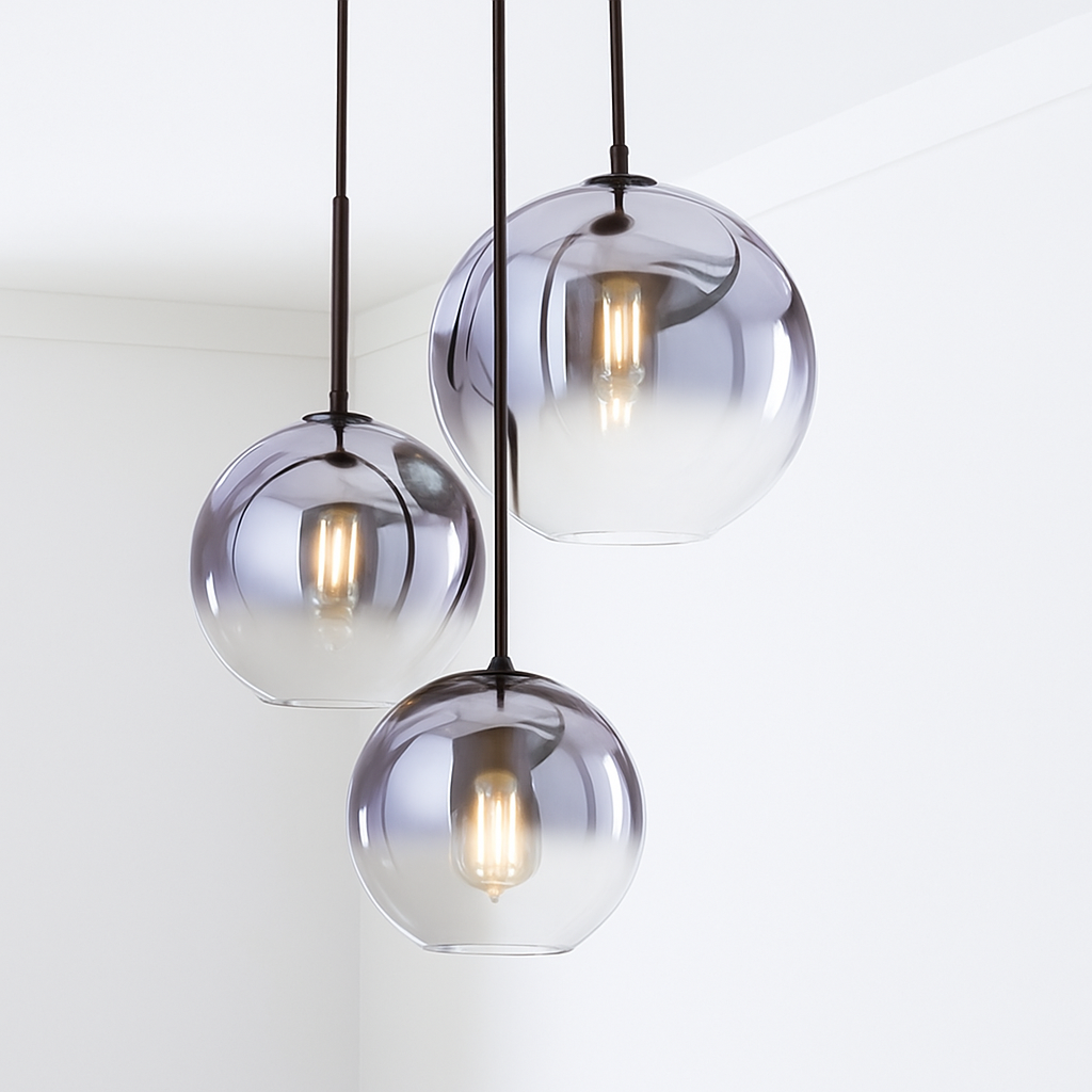 Suspension design boule en verre ambré Loft - vue 4 sur 8