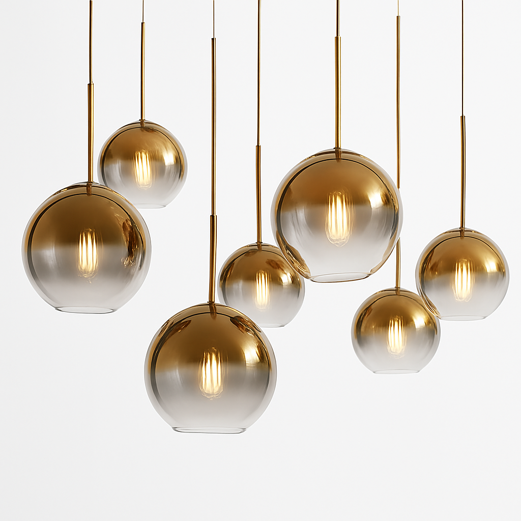 Suspension design boule en verre ambré Loft - vue 7 sur 8