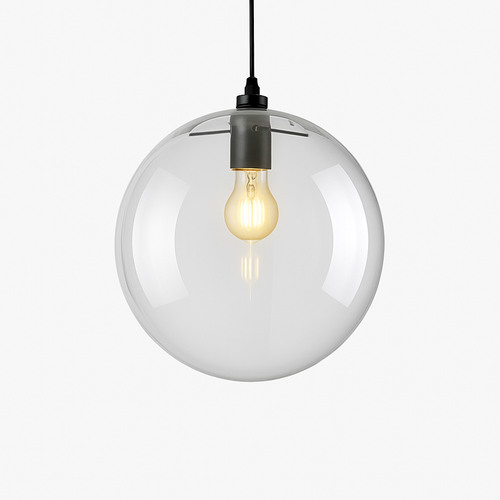 Suspension design boule en verre à LED rose gold ou noire